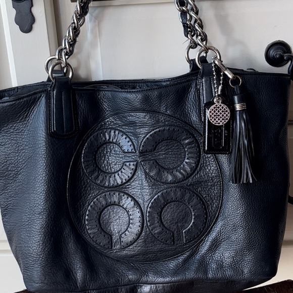 Coach Colette Leather Op Art Logo Tote Bag - Picture 3 of 10